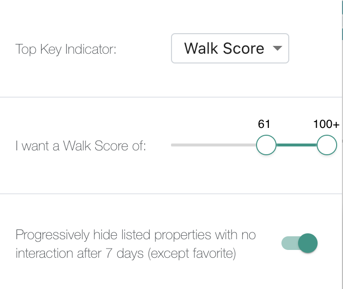 filtrer par style de vie ou walkscore
